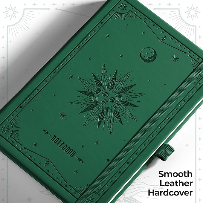EMSHOI Blank Notebook Journal - 320 Pages, 100gsm Thick Paper, A5 Hardcover Leather, Art Sketchbook for Drawing, Unlined, Plain Sketch Book for Women Men Work Writing, 5.75 X 8.38, Dark Green