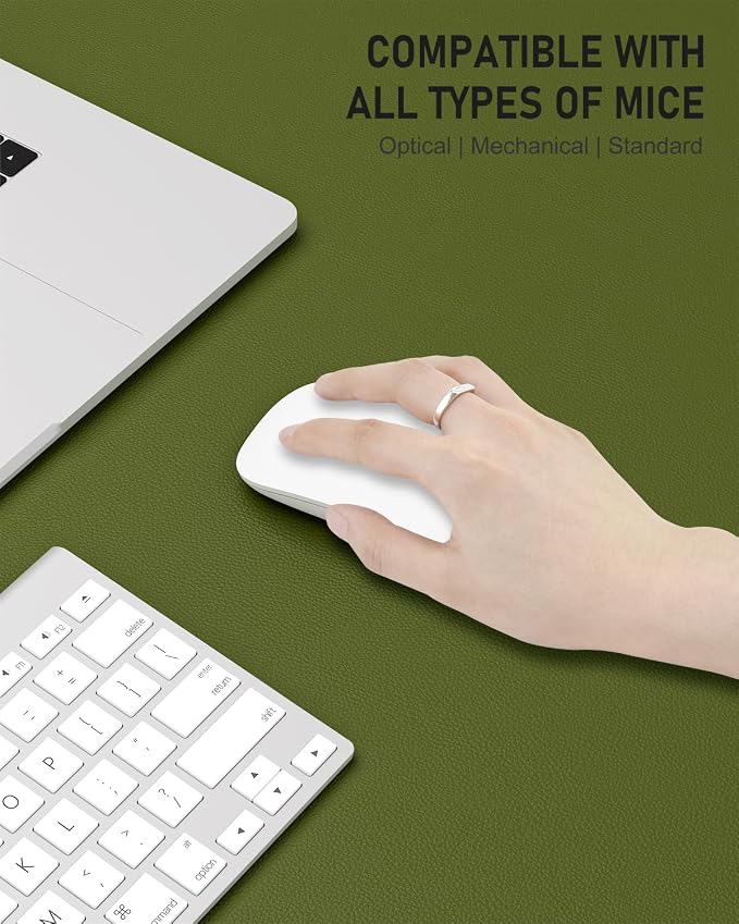 Desk Pad, 23.6" x 13.8" PU Leather Non-Slip Desk Mat Large Mouse Pad for Desktop, Waterproof Laptop Computer Writing Mat for Office, Home, Work, Gaming, Grass Green