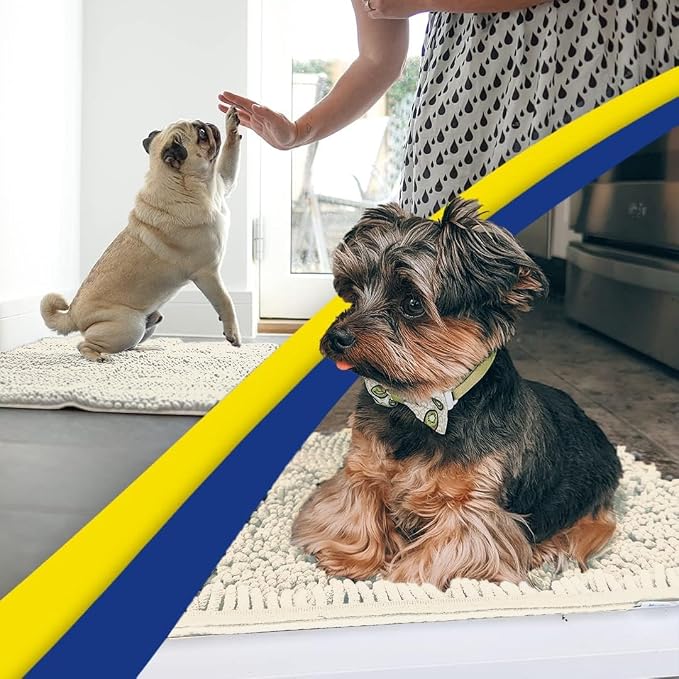 Muddy Mat® | Super Absorbent Door Mat Indoor, Microfiber Quick Dry Chenille Entryway Rug, Non-Slip Front Door Mat, Indoor Mats for Entryway, Machine Washable Pet Rug, Ivory 19" x 30"