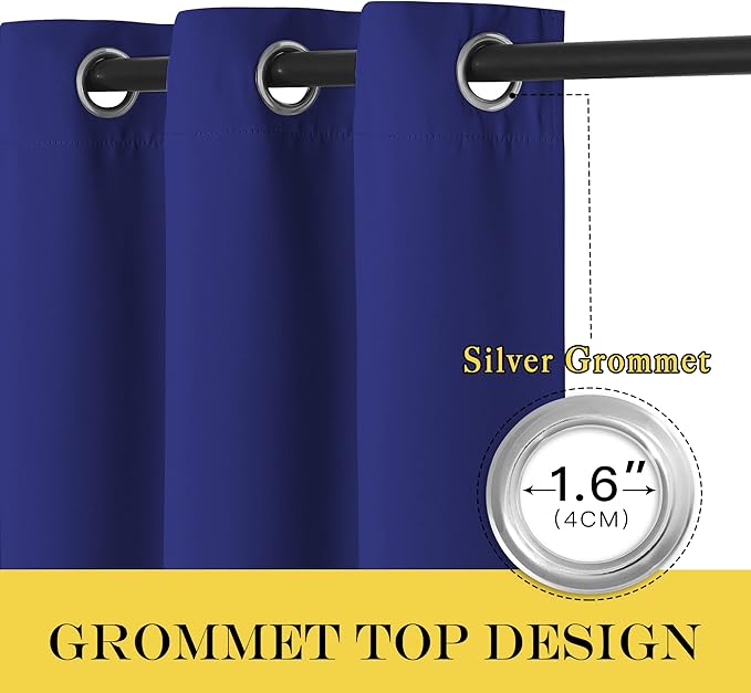 NICETOWN Room Divider Curtain 132 Inches Long, Wide Blackout Sliding Door Curtain for Bedroom, Room Darkening Privacy Window Curtain for Patio Door (1 Panel Set, Navy Blue, 80 x 132 Inch)
