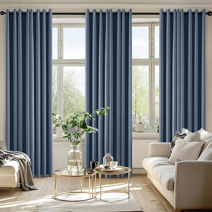MIULEE Blackout Curtains for Bedroom Living Room 2 Panels, Thermal Insulated Room Darkening Drapes Grommet Noise Reducing Light Blocking Window Treatments 84 Inches Long 50x84 Inch Stone Blue