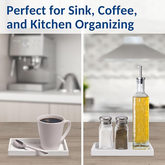 Countertop & Vanity Silicone Tray - Small 7.7" Kitchen Soap Tray | Kitchen Sink Soap Tray, Dish Soap Tray for Kitchen Counter, Bathroom Tray, Silicone Soap Dispenser Tray & Sponge Holder