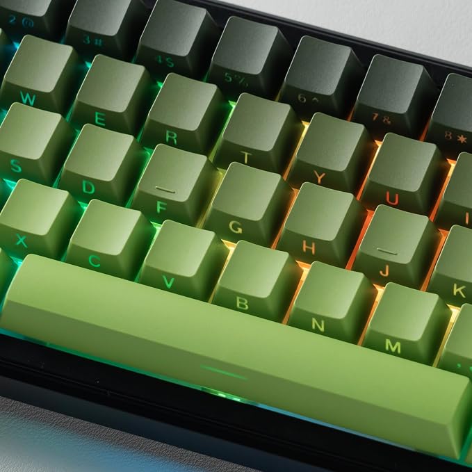 dagaladoo Double Shot PBT Keycaps Set, Shine Through Keyboard keycaps,Side Printed Custom Key caps 60% 75% 100%,OEM Profile Japanese keycap for Mechanical Keyboard MX Switch,Matcha Green