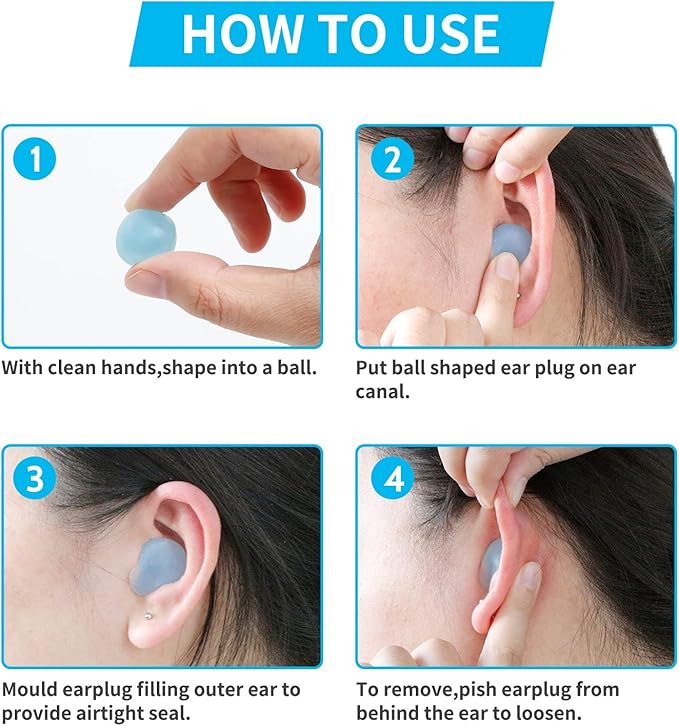 LYSIAN Ultra Soft Moldable Ear Plugs for Sleeping and Swimming Adults and Kids - Reusable Noise Cancelling Earplugs for Sound Blocking, Snoring, Study