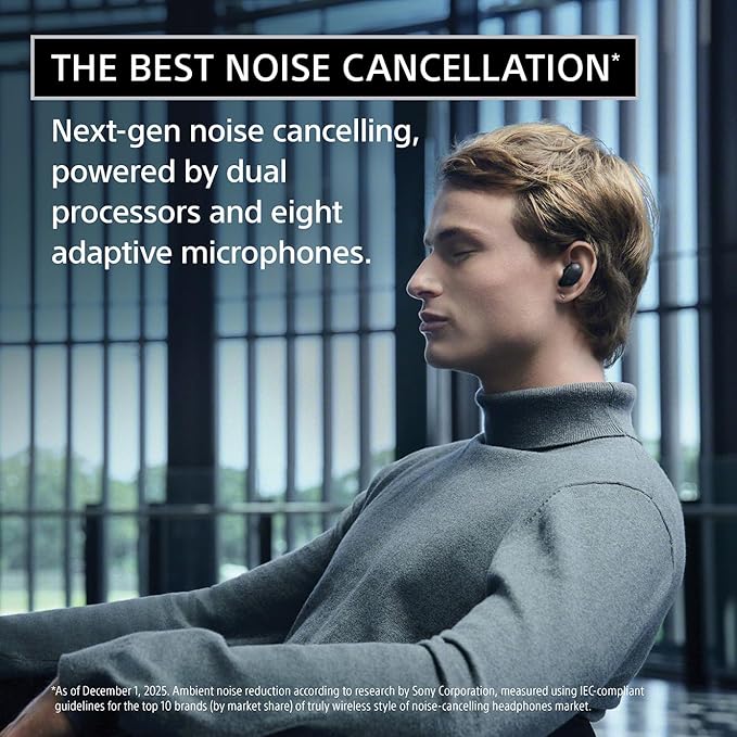 Sony WF-1000XM6 The Best Truly Wireless Noise Cancelling Earbuds (2026 Model), Bluetooth in-Ear Headphones, with Studio-Quality Sound, Up to 24 Hours of Battery Life, Platinum Silver
