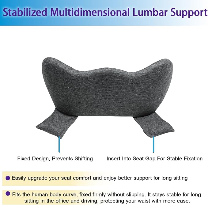 Lumbar Support Pillow for Car, Ergonomic Memory Foam Lumbar Pillow with Breathable Removable Washable Cover fit Car,Office Chair, Back Support for Relaxing & Comfort