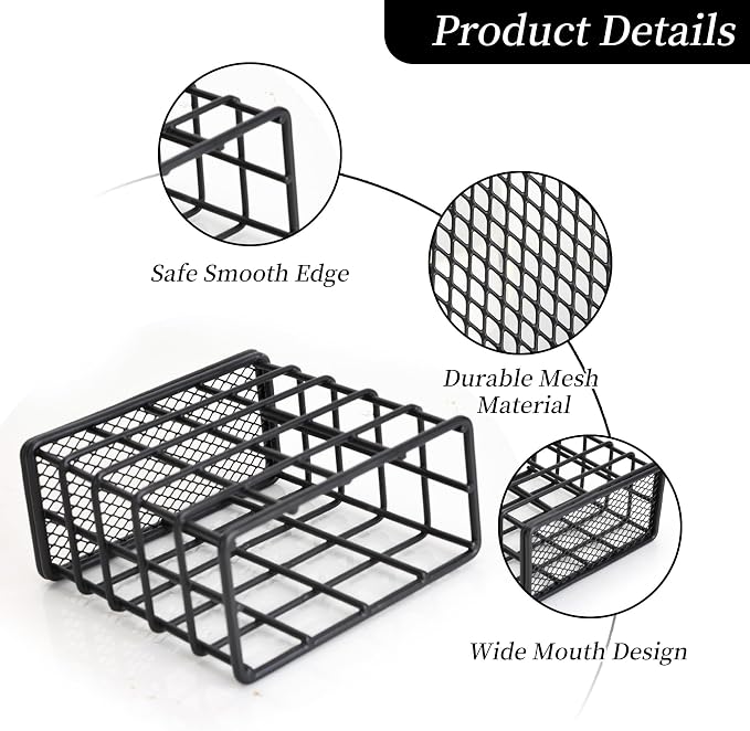 Metal Desk Organizer Set of 2, Black Wire Pencil Holder and Sticky Note Holder, Modern Minimalist Heavy-Duty Desk Accessories for Office, Home & School