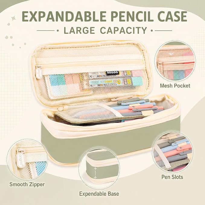 Aesthetic School Supplies with Pencil Pouch - 57 Pcs Cute College Essentials Set, Big Capacity Pen Case, Eraser Holder, Pastel Highlighters, Bible Study Journaling Stationary Kit for Girls Teens