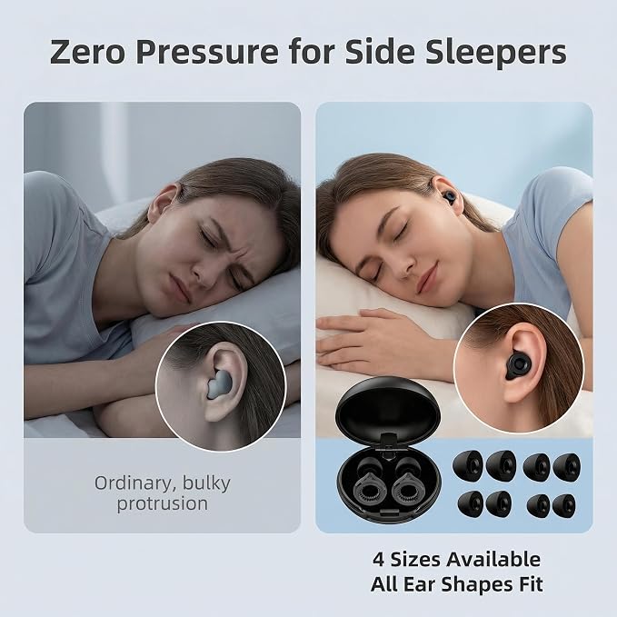 Ear Plugs for Noise Reduction – Reusable Silicone Earplugs with Filter Technology for Sleeping, Travel, Focus, Concerts & Motorcycling Ear Plug +8Tip (Ring-Black)
