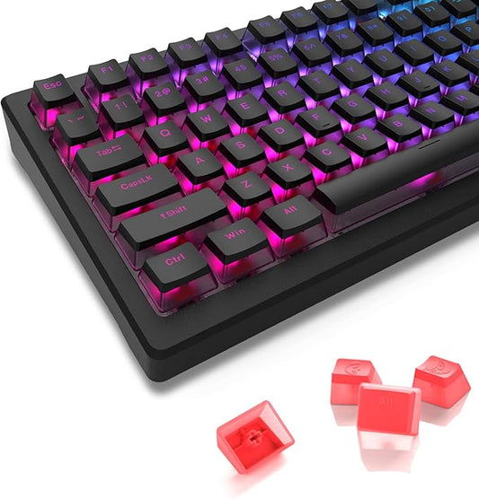 Womier Pudding Keycaps for Mechanical Keyboard 60 65 75 100 Percent - PBT Shine Through Keycaps,165 Keys Key Cap Set, OEM Profile Custom for Cherry MX Switches Mechanical Keyboard, Black/Orange