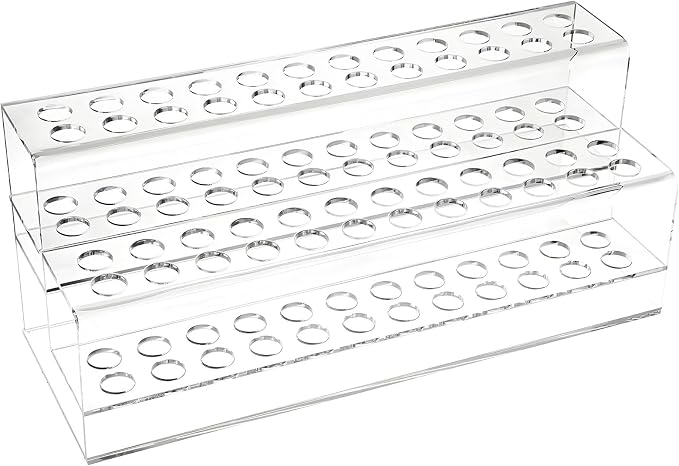 Acrylic Pen Holder, 48-Slots Pen Display Stand 2 Tier Pencil Display Desk Stand Clear Eyebrow Pen Stand Makeup Brush Rack Organizer for Home Office Desk School Supplies