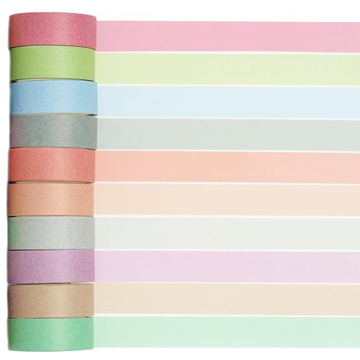 YUBBAEX 20 Rolls Solid Colors Washi Tape Set Pastel Colored Masking Rainbow Decorative Tapes, Designer's Selection (Macaron)