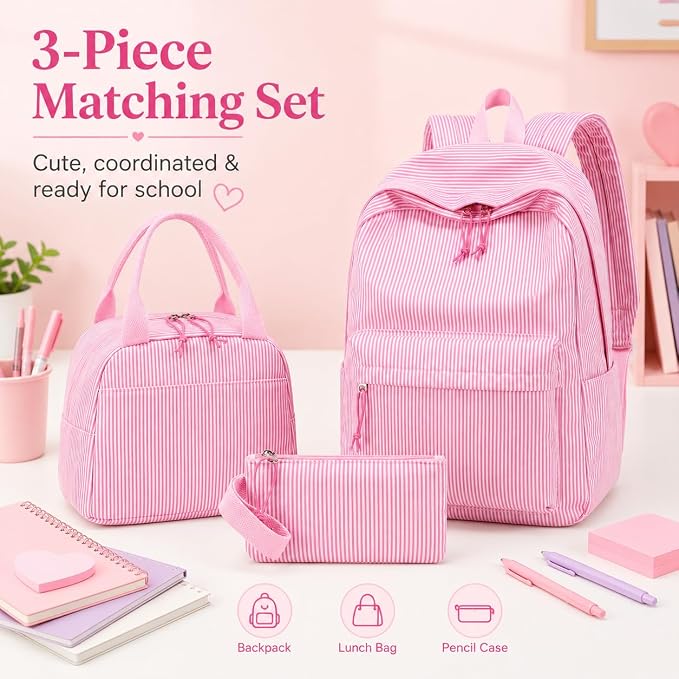 BTOOP School Backpacks for Teen Girls Bookbags Lightweight Kids Backpack School Bags Set with Lunch Box Pencil Case