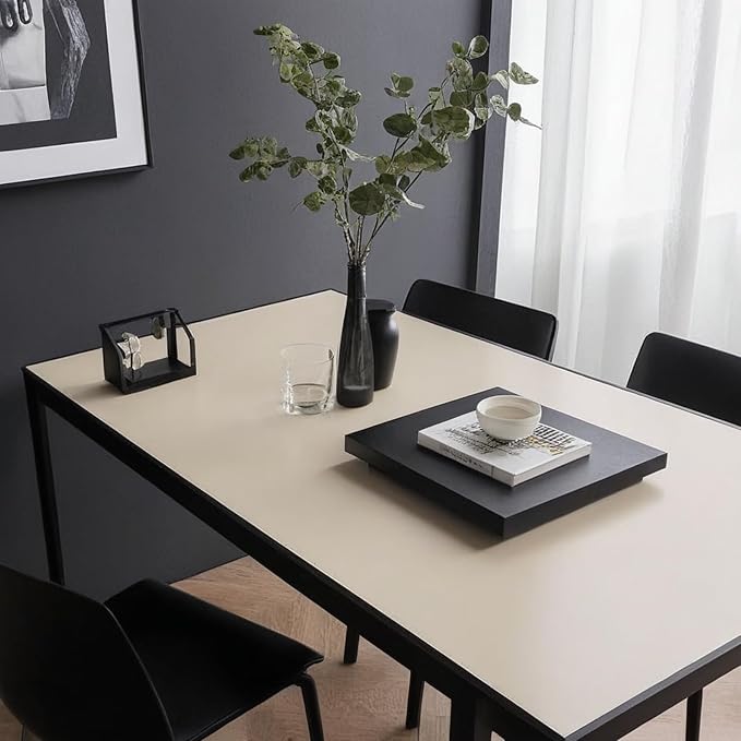 Leather Table Cover, Reversible Double-Sided, 1.8mm Thick, 24x60 Inch, Protector for Rectangular Tables, Waterproof & Oil Resistant for Dining Table, Office Desk, Dresser(Beige+Dark Brown)