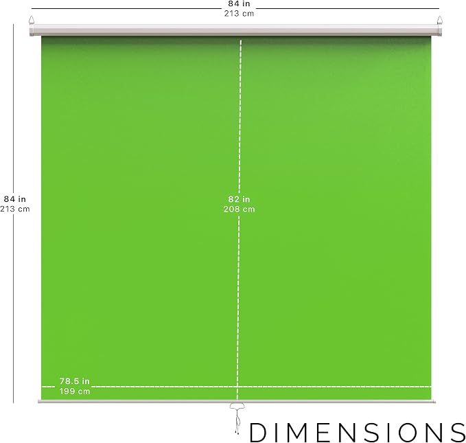 【Wider Style】 KHOMO Gear Green Screen 84 x 84 inch - Extra Large Pull Down Projector Green Screen Backdrop - Portable Collapsible Roll Down Projector Screen