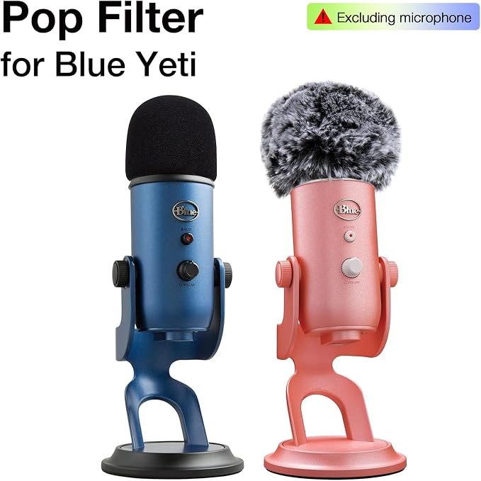 Windscreen Muff and Foam for Blue Yeti, Blue Yeti Pro USB Condenser Microphone, Indoor Outdoor Microphone Windshield 2 PACK by SUNMON