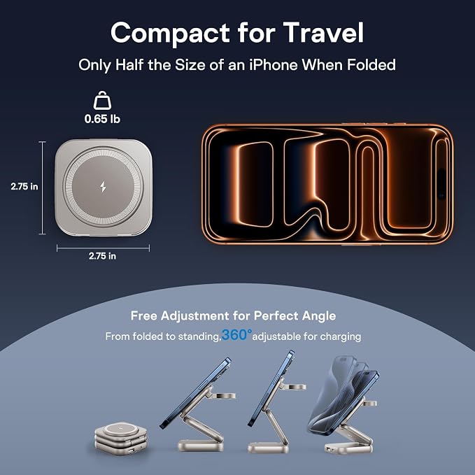 5-in-1 Wireless Charger for MagSafe, AC ISLAND Portable Travel Charging Station, 35W Max Qi2 Fast Foldable Magnetic Stand, Evolved for iPhone 17-12 Series, Apple Watch, AirPods (with 35W Adapter)