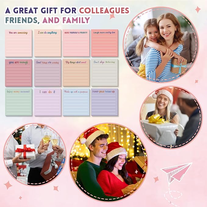 Yinder 24 Pcs Inspirational Sticky Notes Thank You Gift Motivational Sticky Note Pad Employee Appreciation Gift Bulk for Staff Coworker Teacher Nurse Office Groups 3 x 3'' (Motivation,Aesthetics)