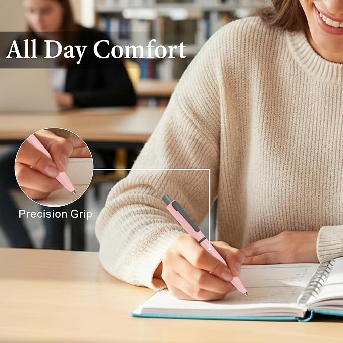 Cambond Ballpoint Pens Black Ink - Metal 1mm Medium Point Smooth Writing Click Pens Bulk, Bulk Retractable Nice Pen for College Student Office Woker Nurse Men Women(5 Pens with 5 Refills)