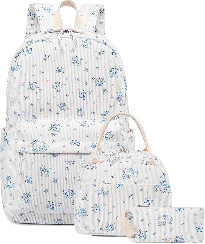Bluboon School Backpack Set Girls Womens Laptop Bookbag Casual Daypack Fits 15 inch Laptop with Lunch Tote Bag and Pencil Bag