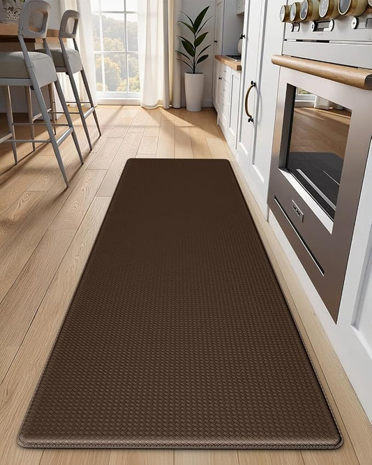 Kitchen Mats for Floor, Extra Long Anti-Fatigue Kitchen Rug, Brown | Cushioned Comfort,Non-Slip Backing,Waterproof Surface,Soft Underfoot,Easy Clean,Kitchen Sink,Laundry Room,Standing Desk