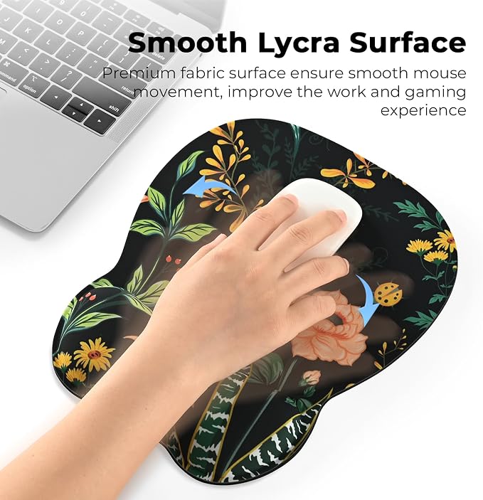 EooCoo Ergonomic Mouse Pad with Wrist Support, Mousepad with Memory Foam Wrist Rest and Non-Slip Base for Computer, Cafe, Home & Office, 9.64 x 8.26 in Office Desk Accessories