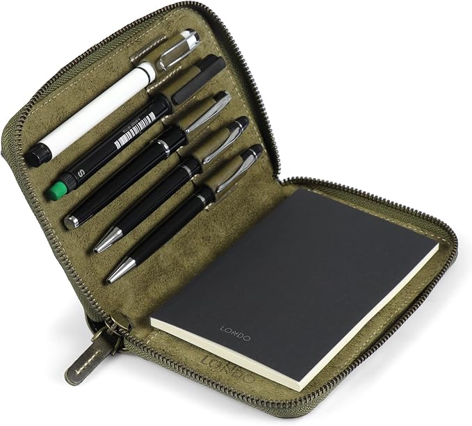 Londo Genuine Leather Padfolio – Portfolio Folder with Pencil Holder, Notepad & Zipper Closure for Business, Office & Travel