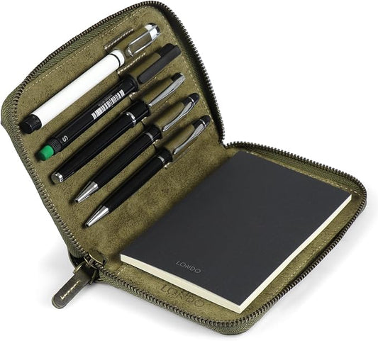 Londo Genuine Leather Padfolio – Portfolio Folder with Pencil Holder, Notepad & Zipper Closure for Business, Office & Travel