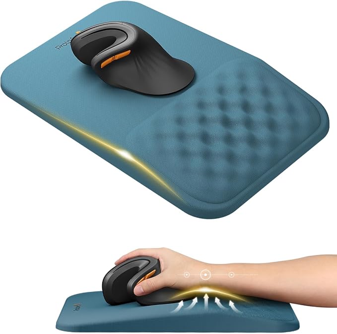 ProtoArc Ergonomic Mouse Pad with Wrist Rest, MP50 Mousepad with Massage Design, Soft Memory Foam and Non-Slip PU Base for Pain Relief, Desk, Home, Office, 12x8 Inches, Blue (Mouse Not Included)