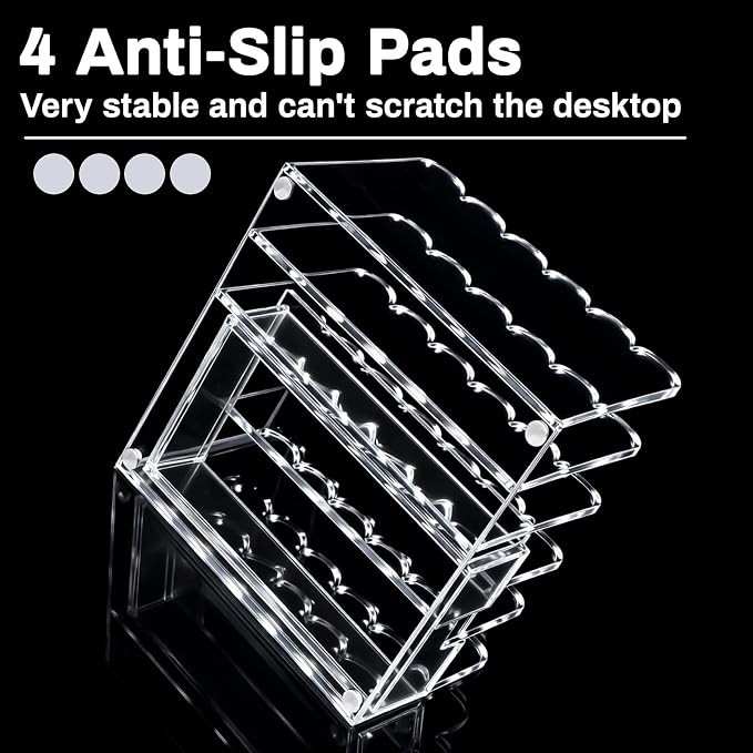 Xuhal Scalloped Acrylic Mail Organizer Holder with Drawer 5 Compartments Clear Document Sorter for Desk Bill Filling Envelope Holder Office, Home, School Organization