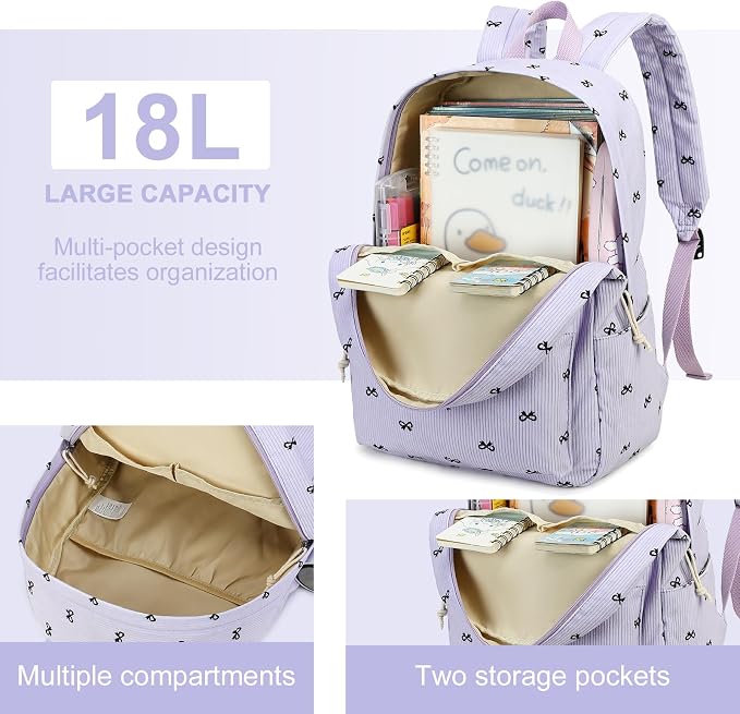 LEDAOU Backpack for Girls School Bag Kids Bookbag Teen Backpack Set Daypack with Lunch Bag and Pencil Case | Kids