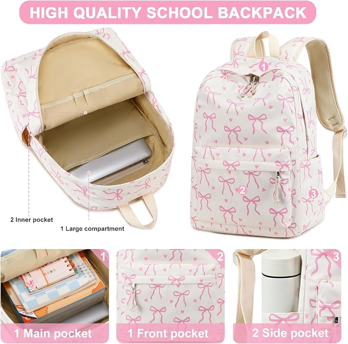 LEDAOU Backpack for Girls School Bag Kids Bookbag Teen Backpack Set Daypack with Lunch Bag and Pencil Case | Kids