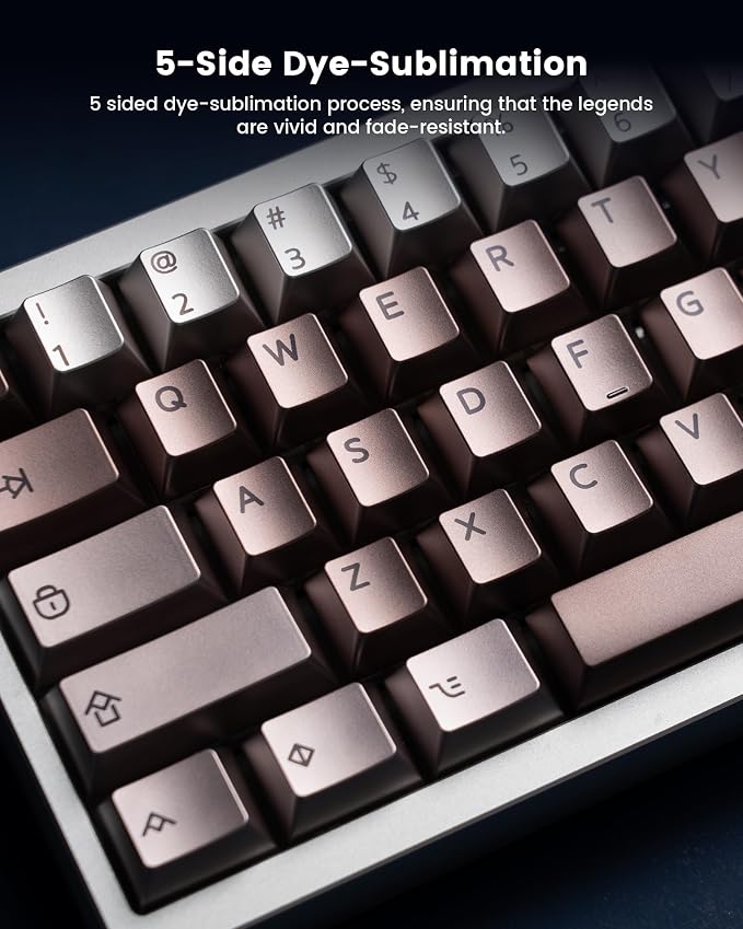 Keymatic Gaming Cherry Keycaps, Metal Keycaps with Key Puller for Mechanical Keyboard Cherry Mx Switch,112 Custom Keycaps,Coffee(Only Keycap Set)