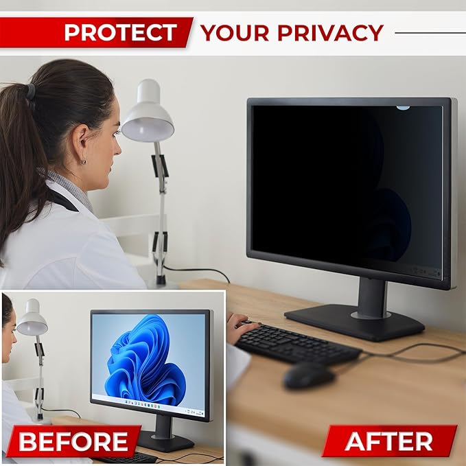 27 Inch 16:9 Computer Privacy Screen Filter for Monitor - Privacy Shield and Anti-Glare Protector