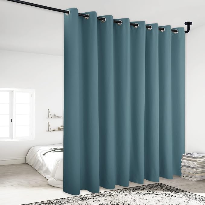 NICETOWN Window Drape Long Curtain - (120 inches Wide x 84 inches Long, Sea Teal, 1 PC) Living Room Panel Grommet Top Window Treatment for Hall & Guest Room