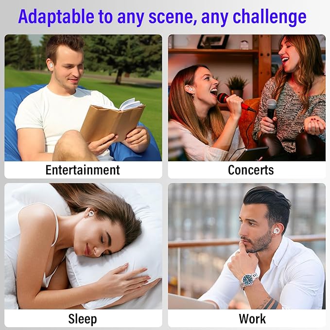 Ear Plugs for Sleeping Noise Cancelling, Reusable 35-46dB Noise Reduction Earplugs with 7 Silicone Ear Tips & Carry Case, Comfortable Hearing Protection for Sleep, Work, Study, Travel & Concerts White