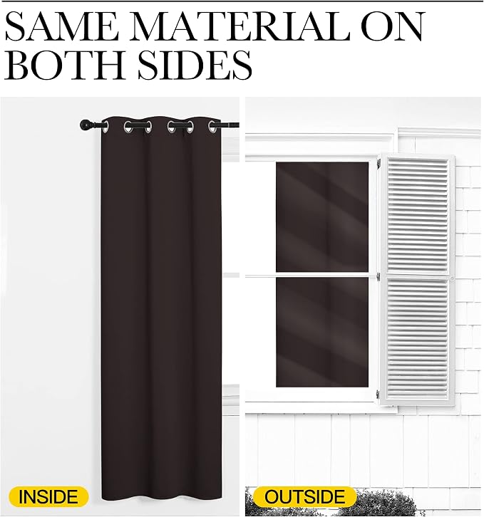 NICETOWN Blackout Curtain Blind for Bedroom, Single Panel, W42 x L45 inches, Toffee Brown, Thermal Insulated Grommet Blackout Room Darkening Drape/Drapery