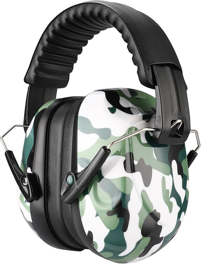 ProCase NRR 28dB Noise Reduction Ear Muffs, Foldable Adjustable Passive Noise Cancelling Headphones for Adults Kids Autism, Hearing Protection for Shooting, Construction, Mowing, Studying -Camogreen