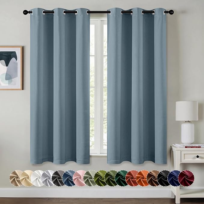 MIULEE Blackout Curtains for Bedroom Living Room 2 Panels, Thermal Insulated Room Darkening Drapes Grommet Noise Reducing Light Blocking Window Treatments 54 Inches Long 40x54 Inch Greyish Blue