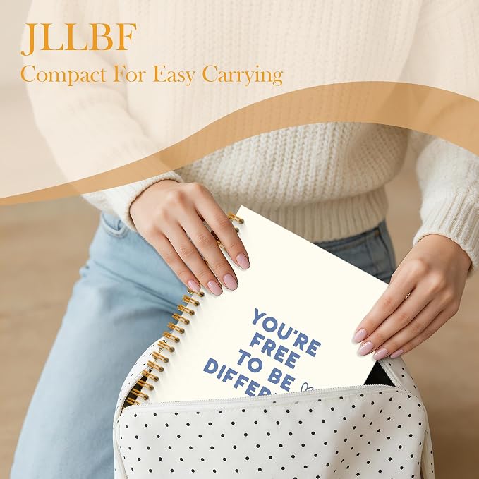 JLLBF Motivational Spiral Notebook, Positive Affirmation Gifts Notebooks for Work, Encouragement Gifts for Women Men, You're Free to Be Different Journal Notebook, 5.5x8.3 Inch
