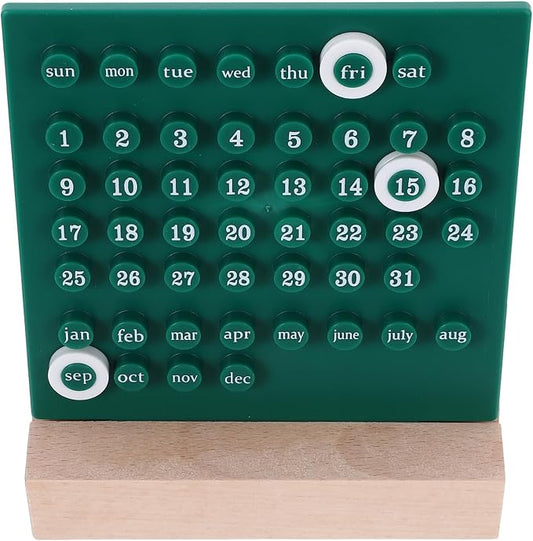 Perpetual Desk Calendar Acrylic and Table Calendar with Manual Date Flip Display Sturdy and Safe Design Cute Kawaii Home Office Decor in Green