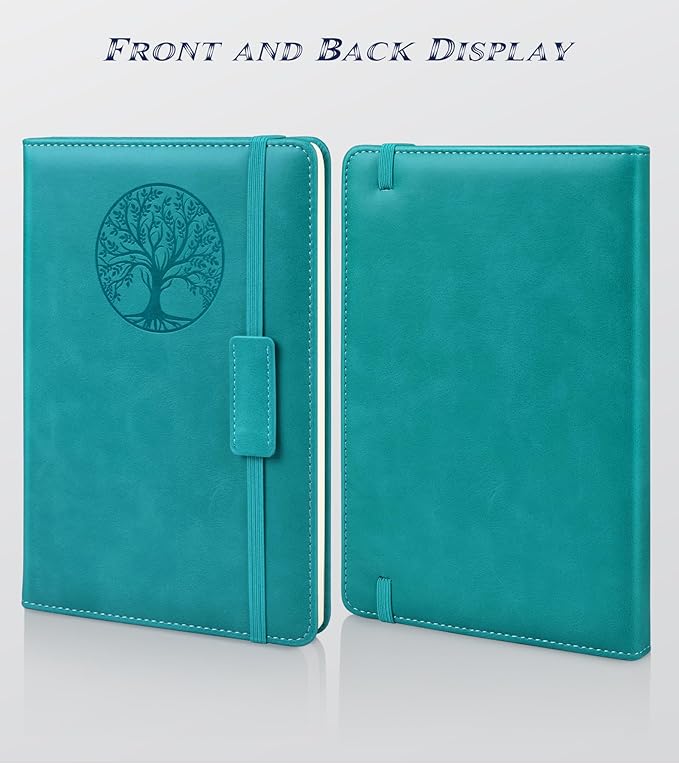 Biuwory Dotted Journal Notebook for Women Men, 140 Pages Hardcover Dot Grid Notebooks for Work, School & Travel, Leather Journals for Writing, Bullet Journaling 5.7"×8.3" (Blue)