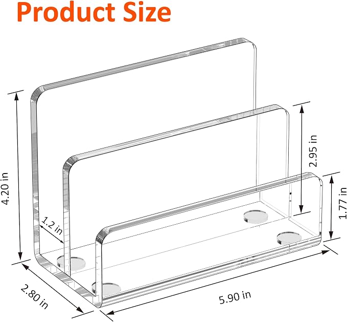 FUCDTEFC Desk Mail Organizer, 2 Section Clear Acrylic File Holder Letter Organizer, Vertical Lightweight Modern Envelope Holder Desk Accessories & Workspace Organizers for Office, Home, School | Vertical, Envelope, Lightweight, Countertop, Bill Holding...