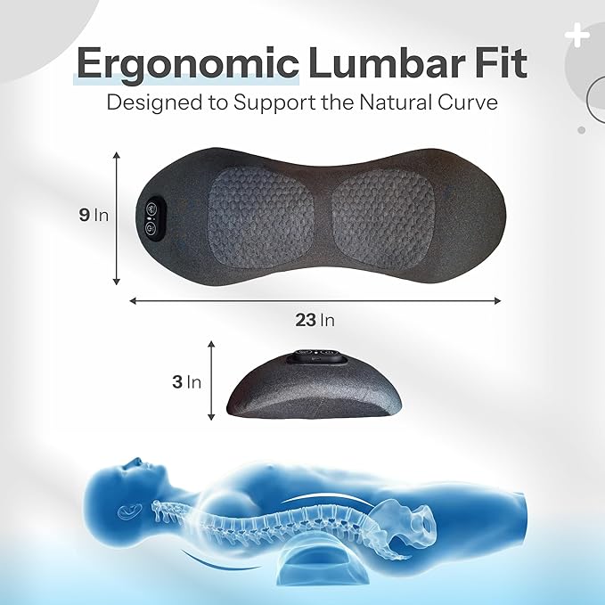 3 in 1 Lumbar Massager for Lower Back Pain & Sciatica Massager, Smooth Comfort with Triple Function Fusion, Heated Lumbar Support Pillow, Back Massager Pillow, Spine Relief Chair Lumbar Massage Pillow