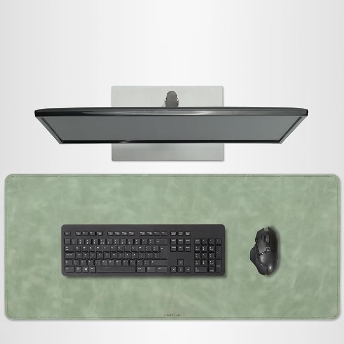 Full Grain Genuine Leather Desk Pad – Mint Green (XL) - Premium Desk Mat with Non-Slip Backing, Thick 3mm, Office Desk Protector for Work & Gaming (Extra Large 35.4 x 15.7 inch)