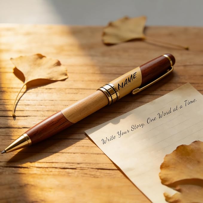 Personalized Ballpoint Engraved Pen with Name Engraved, Elegant Executive Gift for Men Women Boss Teacher Coworker Father's Day Birthday Anniversary (Beech wood + maple wood (two-tone) 1)