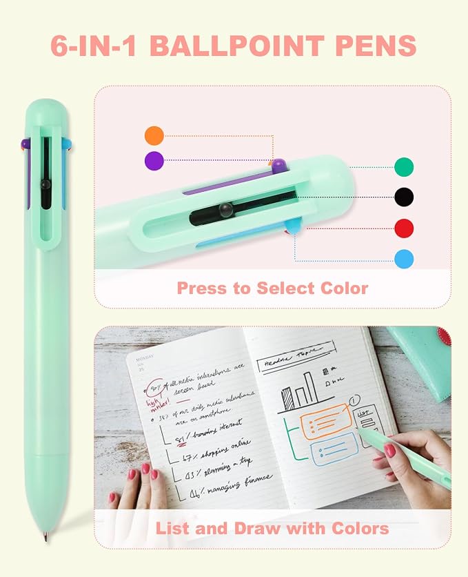 56 PCS Aesthetic School Supplies with Large Pencil Case, 5 Inspirational Ballpoint Pens, 12 Pastel Highlighters, 5 Black Ink Gel Pens, 6 Mechanical Pencils 0.5-0.7mm College Student Essentials (Green)