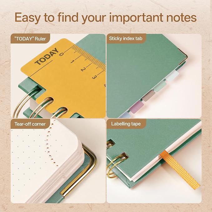 POPRUN Dotted Journal Spiral Notebook, A5 Bullet Dot Grid Journals for Women Men, 120 GSM Thick Paper, 141 Pages Hardcover Notebooks for Journaling, Drawing, Writing, 5.75'' x 8.25'' Midnight Green