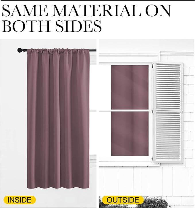 NICETOWN Blackout Curtains for Living Curtains, Dry Rose, 2 Panels, 29 by 30, Room Darkening Window Curtain Panels, Easy-Care Solid Thermal Insulated Draperies/Drapes for Daughter Room