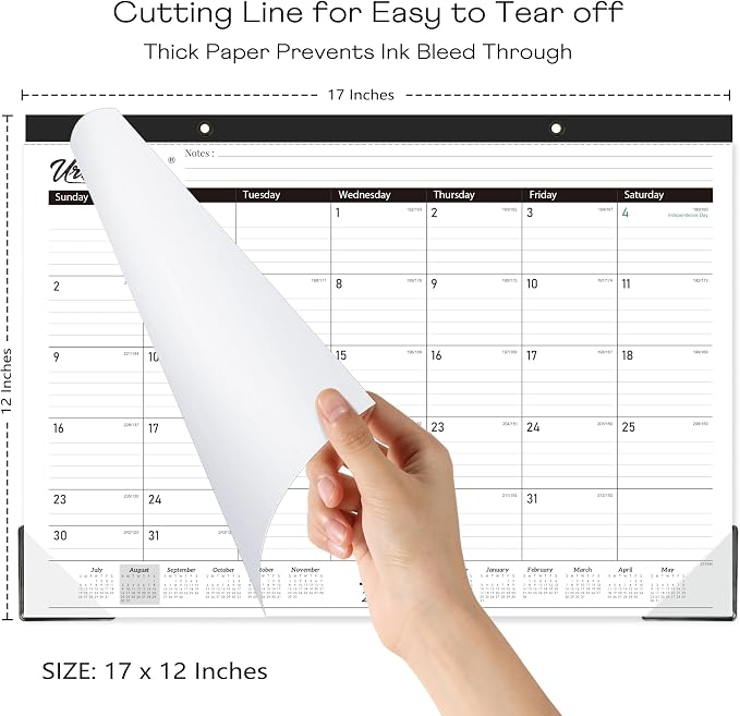 2026-2027 Desk Calendar - 18 Monthly Desk Calendar 2026-2027, Jul 2026 - Dec 2027, 17" x 12", Desk/Wall Calendar 2-in-1 with Notes, Corner Protector, Ruled Blocks - Standard